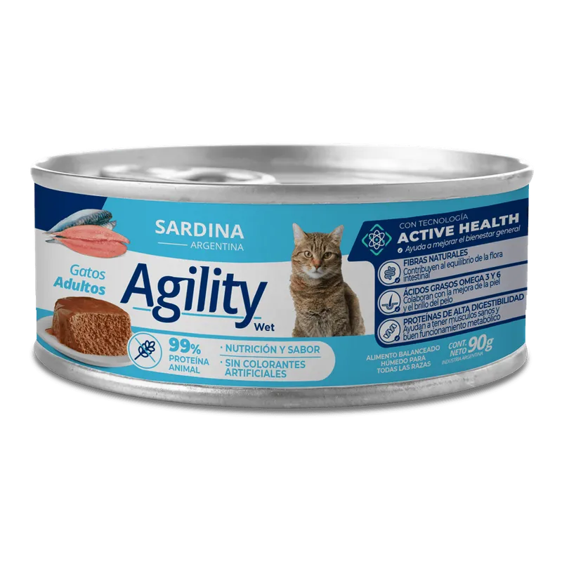 Agility Cats Sardina, alimento húmedo (latas y pouch), en el petshop Mecohue de Wilde