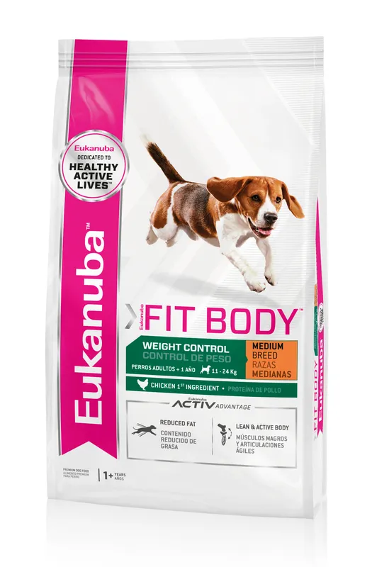 Eukanuba Fit Body Razas Medianas, alimento balanceado, en el petshop Mecohue de Wilde