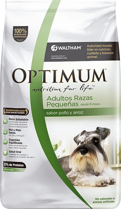 Optimum Perro Adulto Razas Pequeñas, alimento balanceado, en el petshop Mecohue de Wilde
