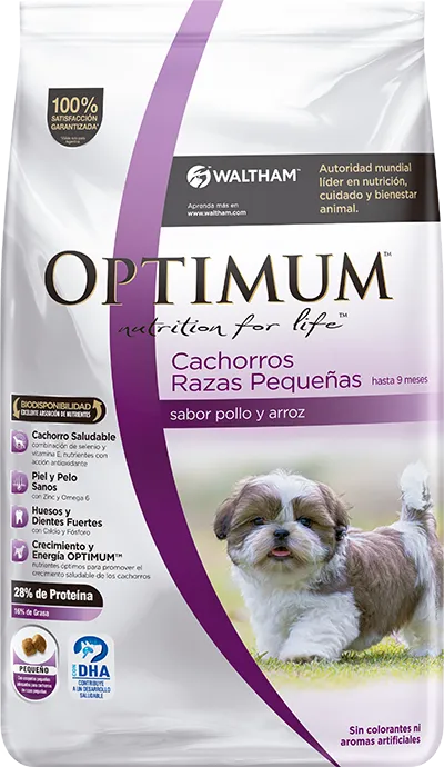 Optimum Perro Cachorro Razas Pequeñas, alimento balanceado, en el petshop Mecohue de Wilde