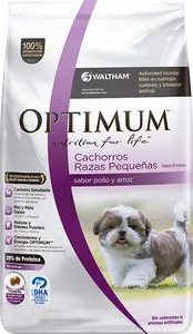 Optimum Perro Cachorro Razas Pequeñas, alimento balanceado, en el petshop Mecohue de Wilde