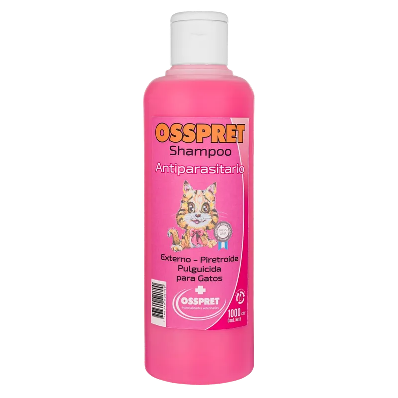 Osspret Shampoo pulguicida para gatos, antiparasitarios externos, en el petshop Mecohue de Wilde