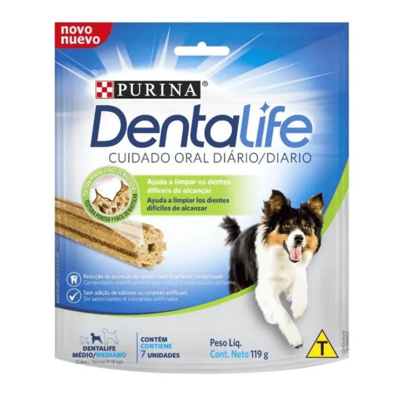 Purina Dentalife Razas Medianas, golosinas y snacks, en el petshop Mecohue de Wilde