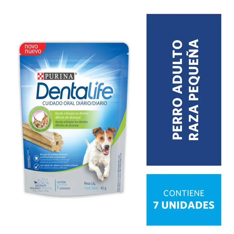 Purina Dentalife Razas Pequeñas, golosinas y snacks, en el petshop Mecohue de Wilde