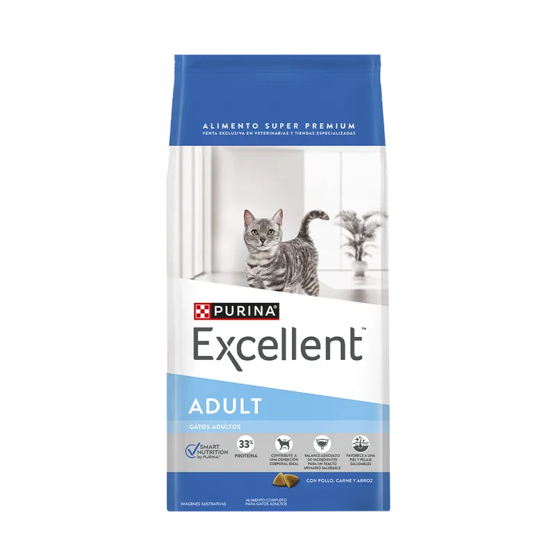 Excellent Gato Adulto de Purina, alimento balanceado, en el petshop Mecohue de Wilde