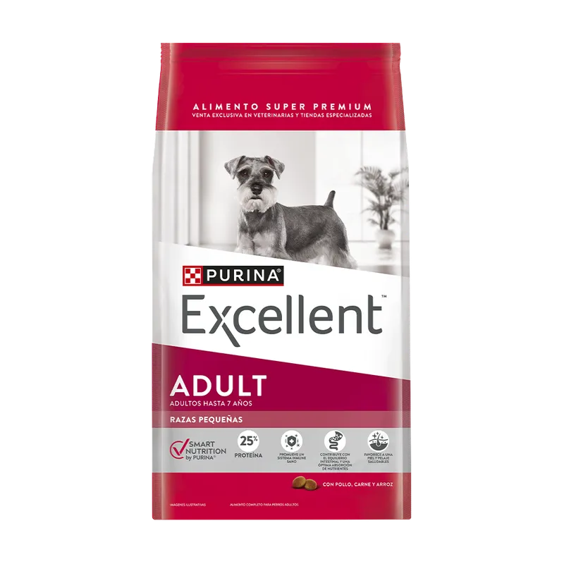 Excellent Perro Adulto Mordida Pequeña de Purina, alimento balanceado, en el petshop Mecohue de Wilde