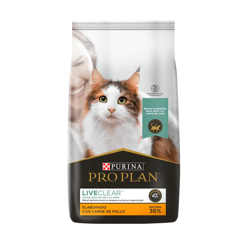 Pro Plan Gato LiveClear de Purina, alimento balanceado, en el petshop Mecohue de Wilde
