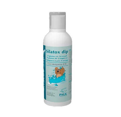 Silatox Dip espuma seca, antiparasitarios externos, en el petshop Mecohue de Wilde
