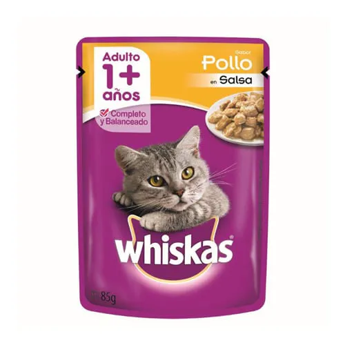Whiskas pouch, alimento húmedo (latas y pouch), en el petshop Mecohue de Wilde